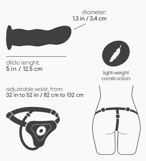 Silikonowy różowy strap-on z odczepianym falistym dildo
