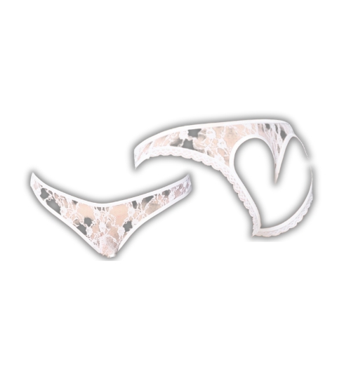 Białe stringi z wycięciem na pośladki