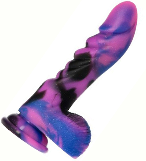 Wielobarwne dildo z jądrami i przyssawką