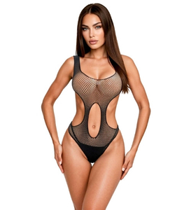 Minimalistyczne siateczkowe body z wycięciami po bokach