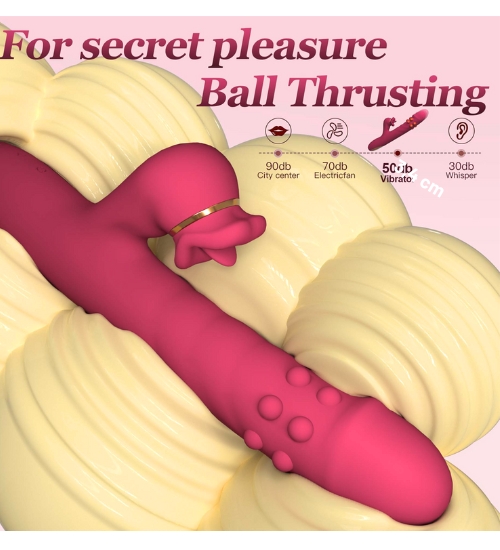 Czerwony wibrator posuwisto - rotacyjny z ustami