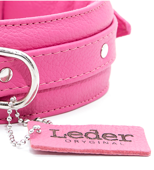 Różowa obroża z miękkiej skóry