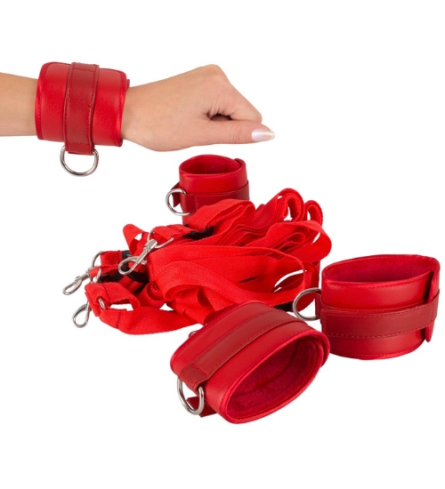 Czerwony zestaw do krępowania na łóżko