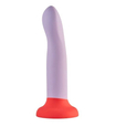 Sprężyste fioletowe dildo z czerwoną przyssawką