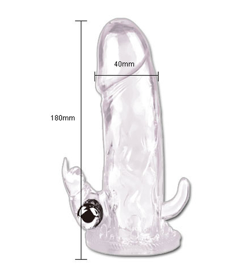 Przedłużka penisa z wibrującym stymulatorem