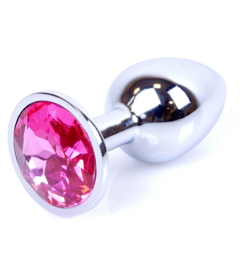 Srebrny plug analny z kryształkiem różowym