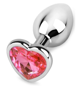 Metalowy plug z różowym serduszkiem